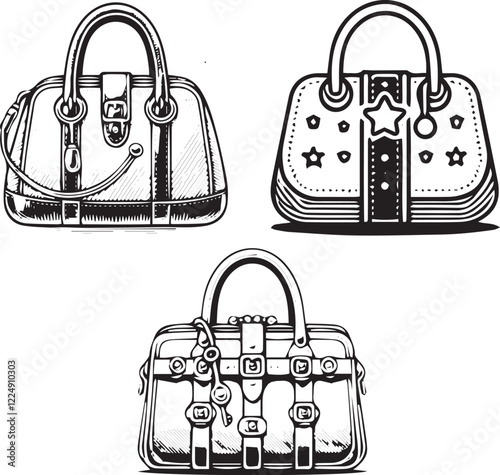 Elegant Handbag Silhouette on White Background