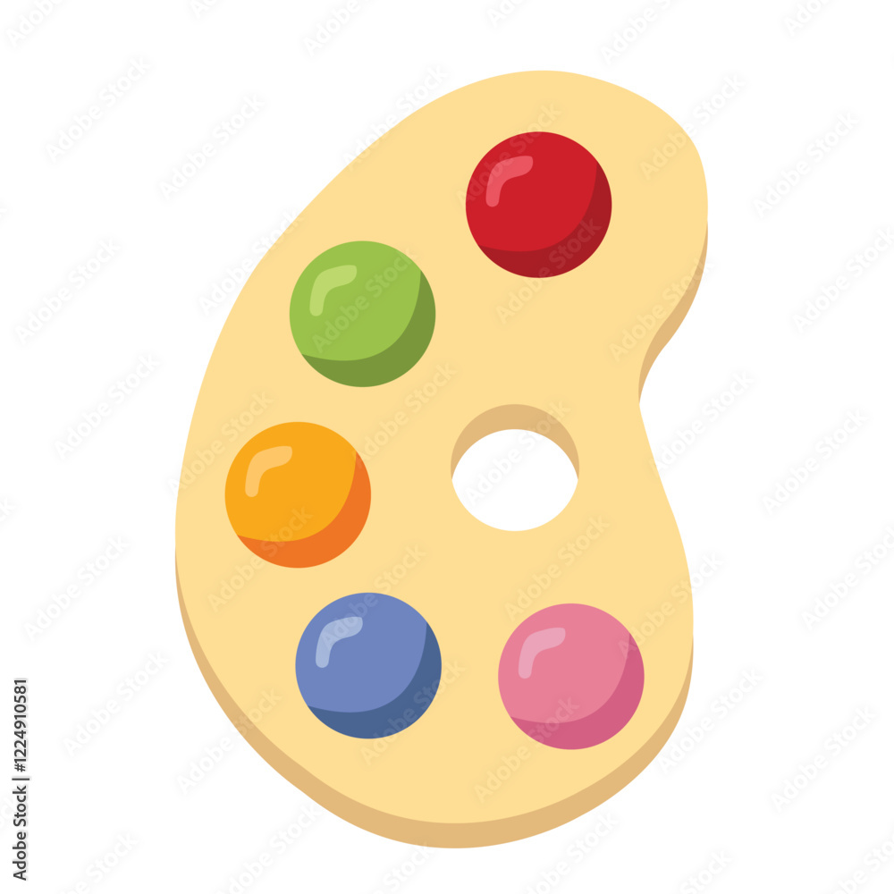 Fototapeta premium Artist paint palette clip art, vector painter palette, flat design illustration, isolated on white background