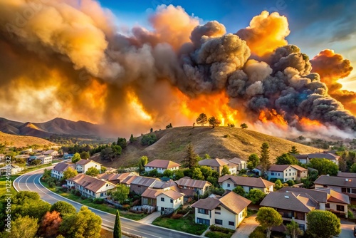 Santa Clarita Tick Fire Timelapse: Panoramic View of Smoke Over Homes, Brushfire Threat