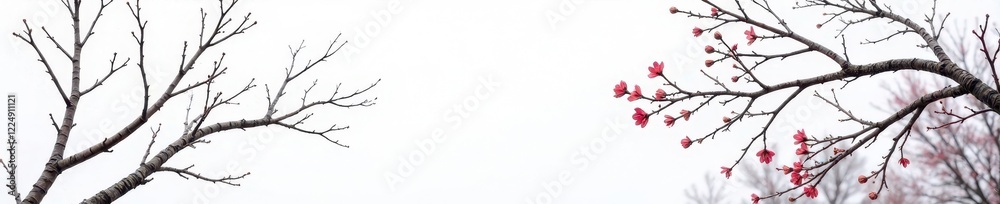 Stark, winter branches against a bright white backdrop , serene, graphic, simple Stark, winter branches against a bright white backdrop , serene, graphic, simple