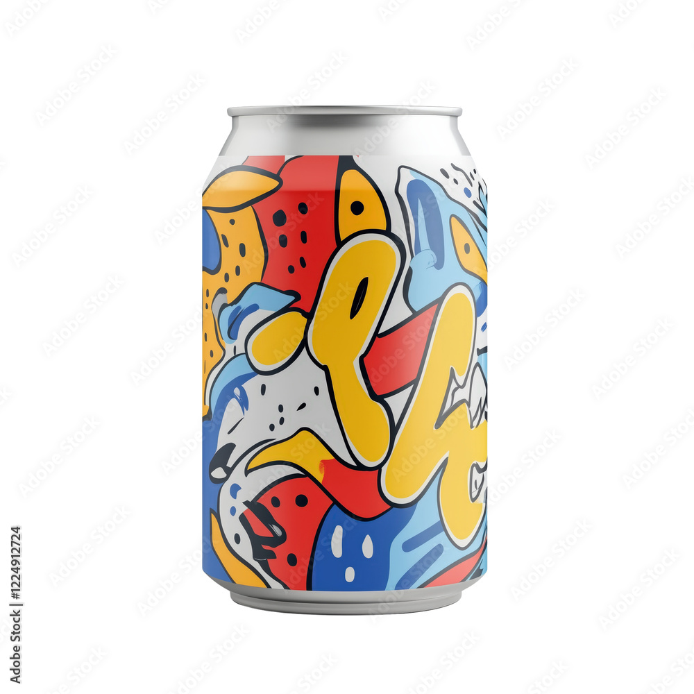Obraz premium Vibrant Drink Can Design Showcase Urban Art Event Graphic Content Colorful Environment Close-Up Viewpoint