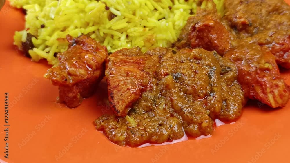 poulet biryani et riz aux raisins secs