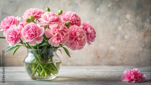 Wallpaper Mural Beautiful Pink Carnations Background with Fresh Flowers and Green Leaves in a Vase, beautiful background, floral arrangement Torontodigital.ca