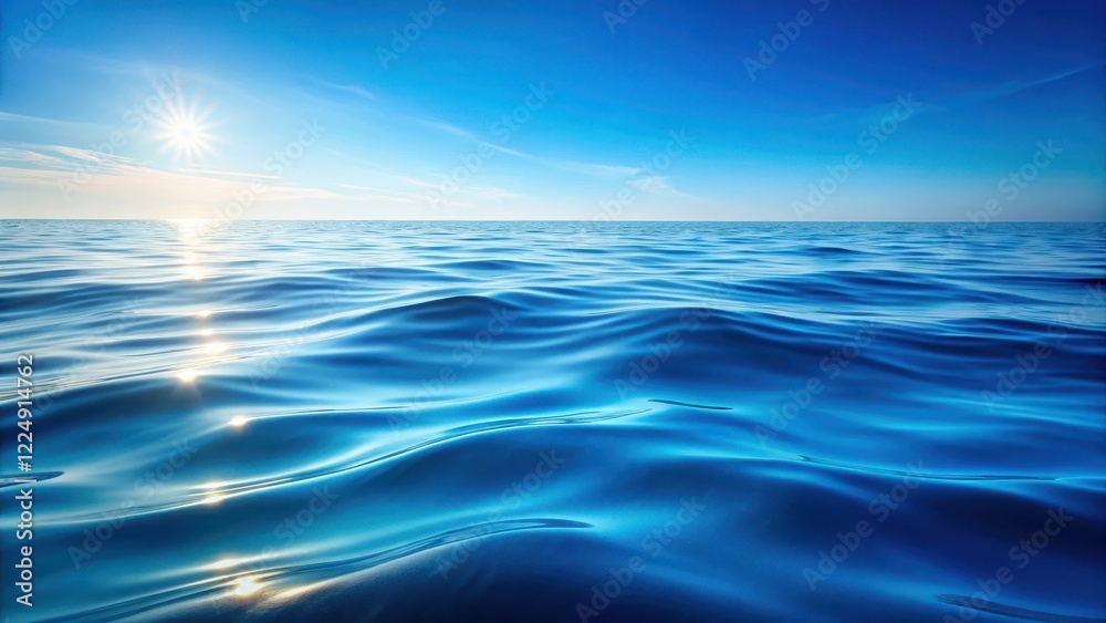 Fototapeta premium Softly rippling blue sea waves with a subtle gradient effect, calming scene, blue hues