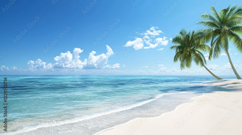 Naklejka premium Tranquil Tropical Beach Scene