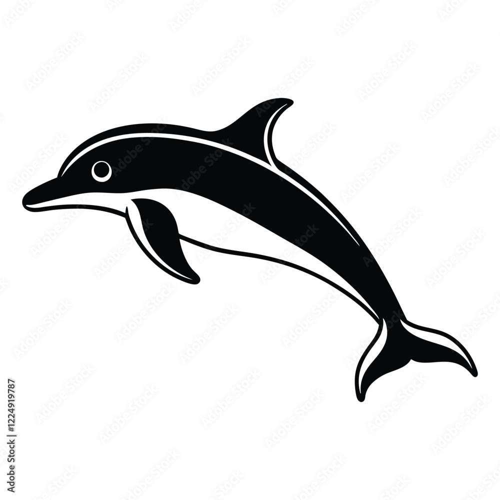 Fototapeta premium dolphin silhouette vector art illustrator white background