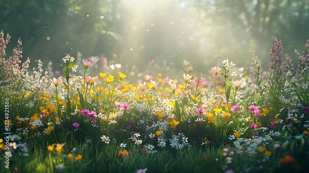 Vibrant Wildflower Field in Sunlight Vibrant Wildflower Field in Sunlight