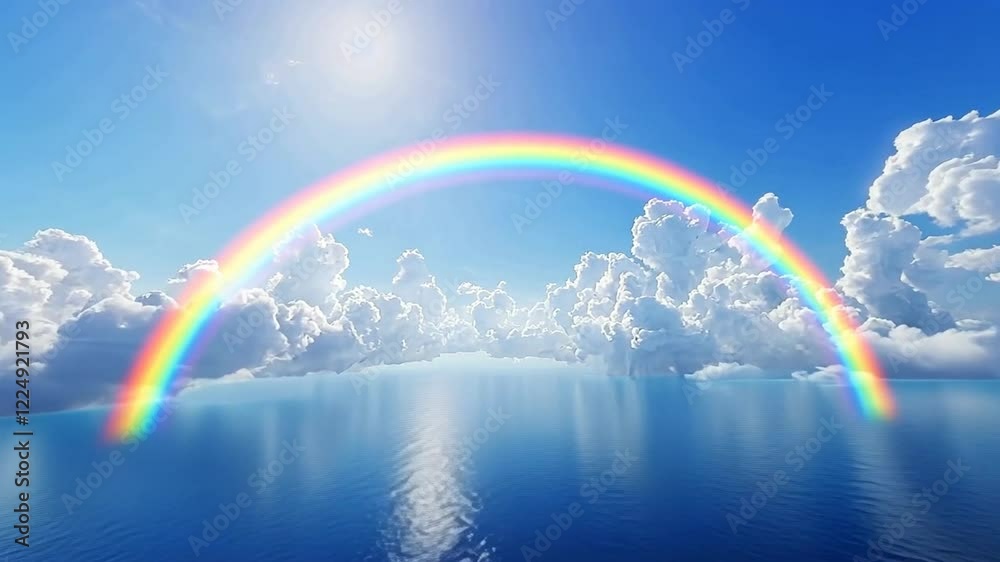 Rainbow over Ocean and Clouds: A Serene View Rainbow over Ocean and Clouds: A Serene View