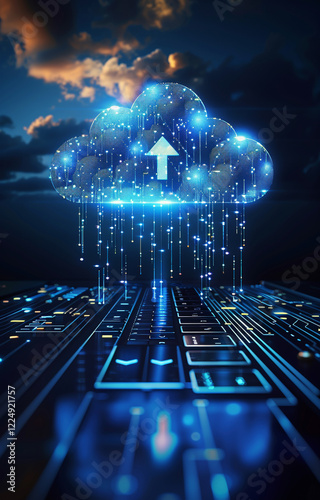 Cloud computing technology data storage concept on virtual screen.