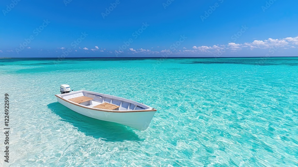 Tropical beach boat tranquility turquoise water escape travel Tropical beach boat tranquility turquoise water escape travel