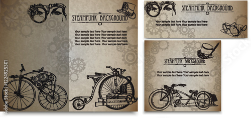Steampunk Blank Pack Holiday Party Edwardian Victorian Style. Vector