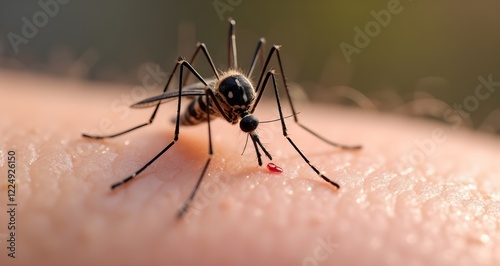 Asian Tiger Mosquito on Skin