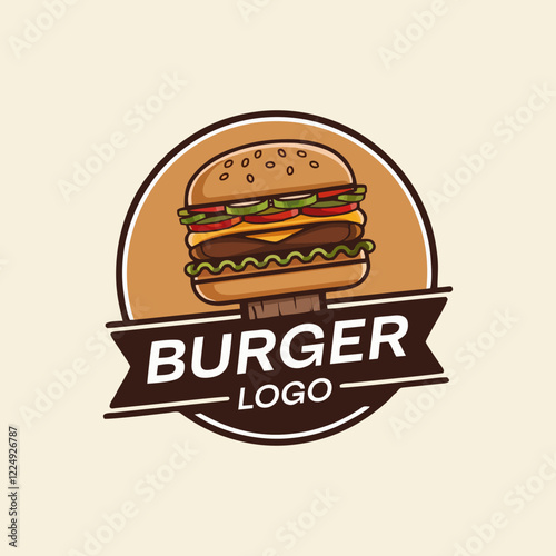 burger Logotype for restaurant or cafe or fast food. Vector illustration, Fast food logo