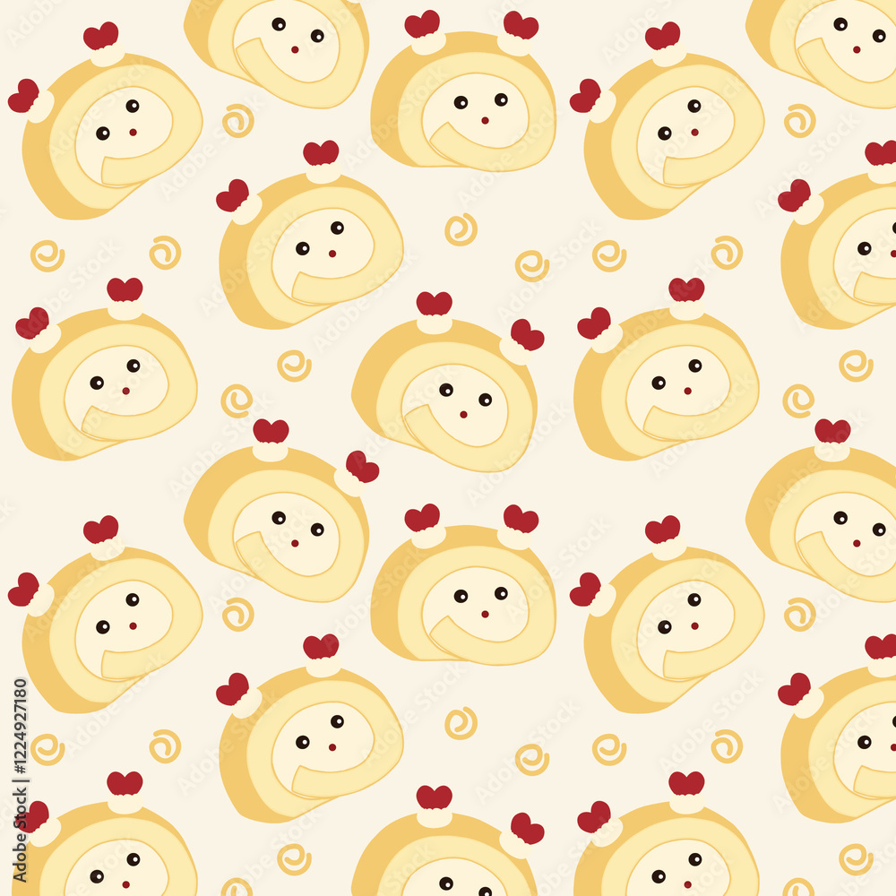 illustration of cute cake roll pattern, can be used for fabric patterns, accessories, backgrounds. illustration of cute cake roll pattern, can be used for fabric patterns, accessories, backgrounds.