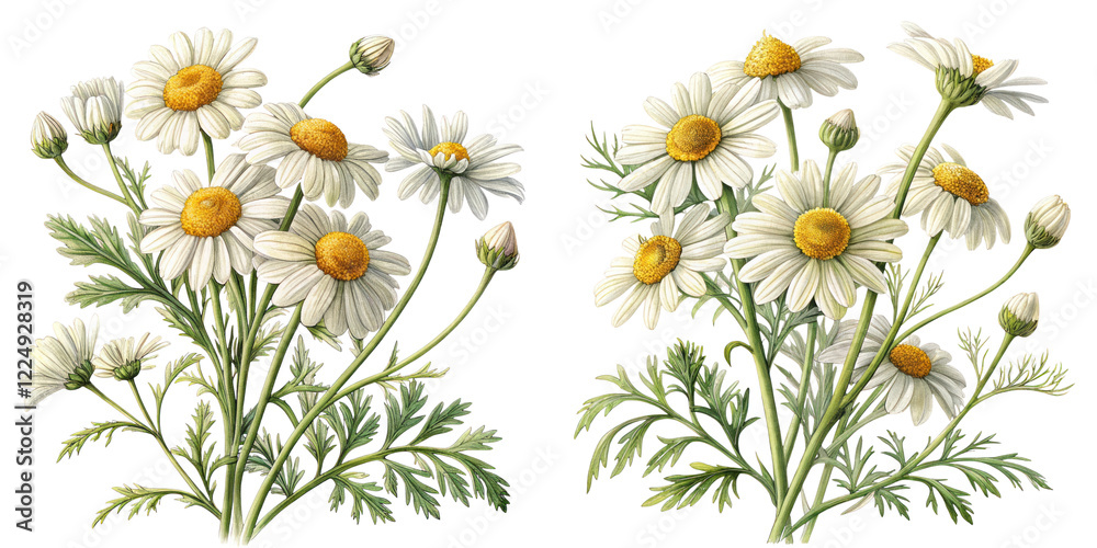 Fototapeta premium Daisy flower cluster with white petals and yellow centers, showcasing beauty and nature charm