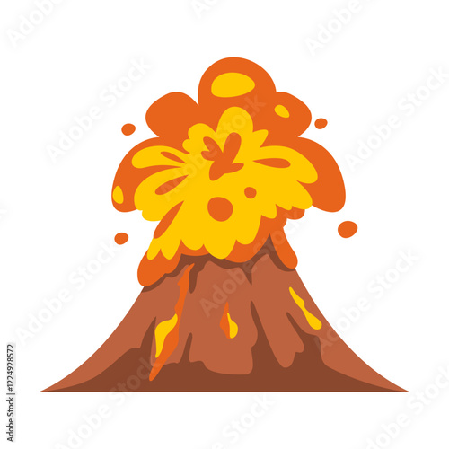 Erupting Volcano with Lava and Molten Rock Illustration.