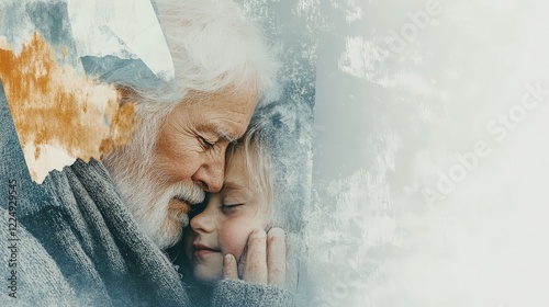Grandparent and GrandChild,  a generation Gap Bond Bond Comforting Hug