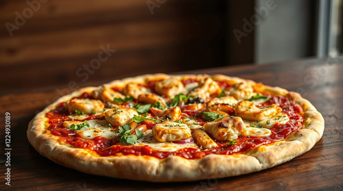 Wallpaper Mural Savory Pizza with Grilled Chicken, Fresh Herbs, and Assorted Sauces Torontodigital.ca