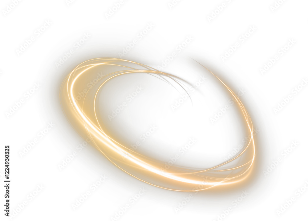 golden light swirl effect with sparkling trails, glowing waves, and shimmering particles. Perfect for luxury designs, festive decorations, Christmas themes, energy illustrations. PNG