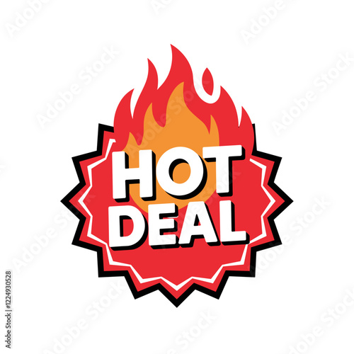 Hot Deal Promotional Badge with Flames