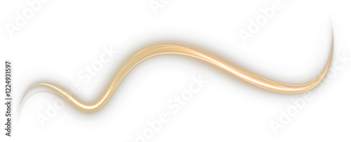 golden light swirl effect with sparkling trails, glowing waves, and shimmering particles. Perfect for luxury designs, festive decorations, Christmas themes, energy illustrations. PNG