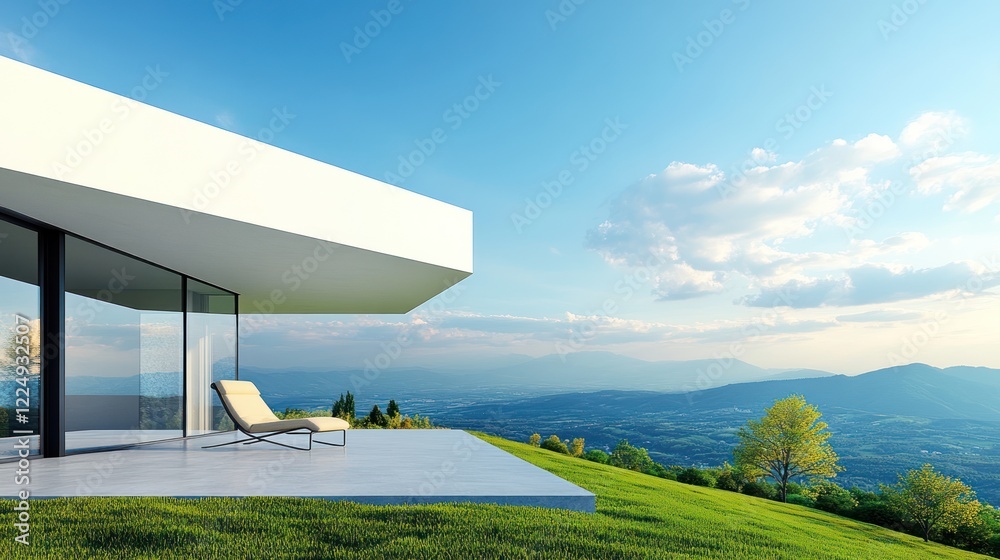 Modern house with panoramic mountain view. Modern house with panoramic mountain view.