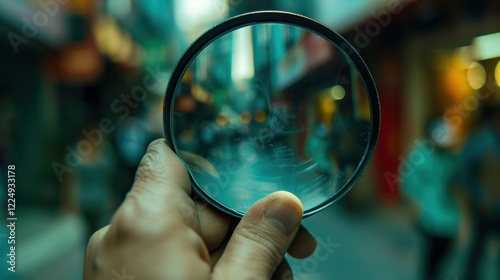 Magnifying Glass: A handheld lens designed to magnify objects, allowing for a closer and clearer view of intricate details in everyday tasks or hobbies.
 photo