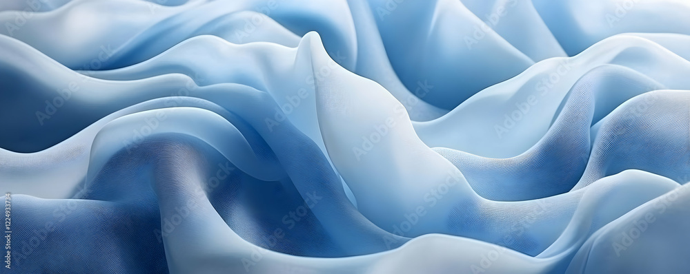 Obraz premium Blue silk fabric waves, studio shot