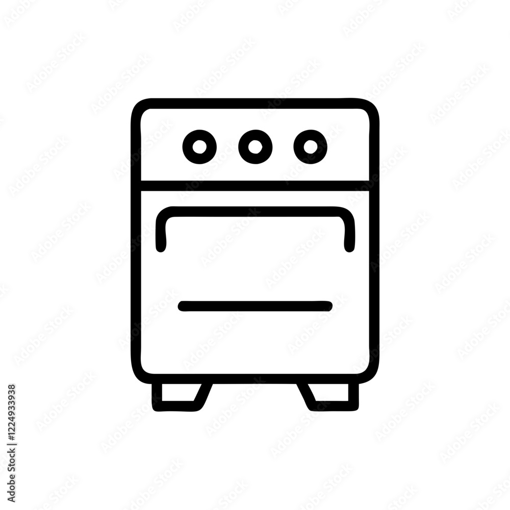 Outline icon of an oven on a transparent background for household appliances Outline icon of an oven on a transparent background for household appliances