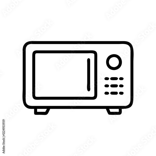 Outline icon of a microwave oven on a transparent background for household appliances