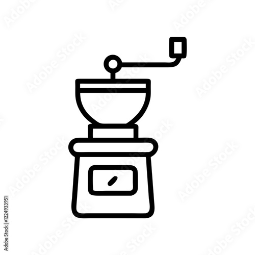 Outline icon of a coffee grinder on a transparent background for household appliances