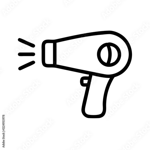 Outline icon of a hair dryer on a transparent background for household appliances