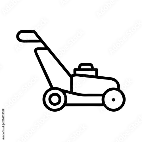 Outline icon of a lawn mower on a transparent background for household appliances