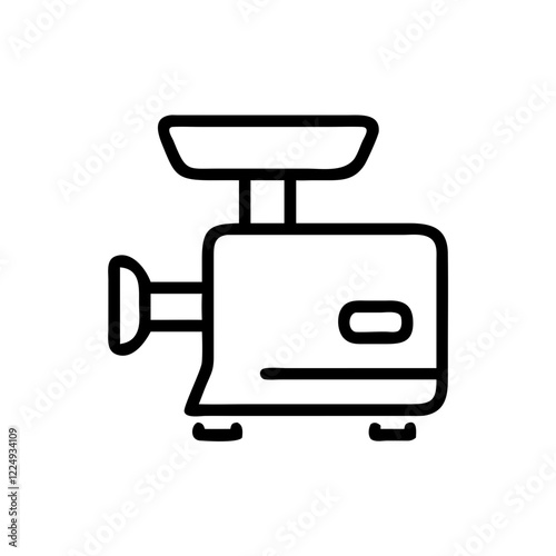 Outline icon of a meat grinder on a transparent background for household appliances

