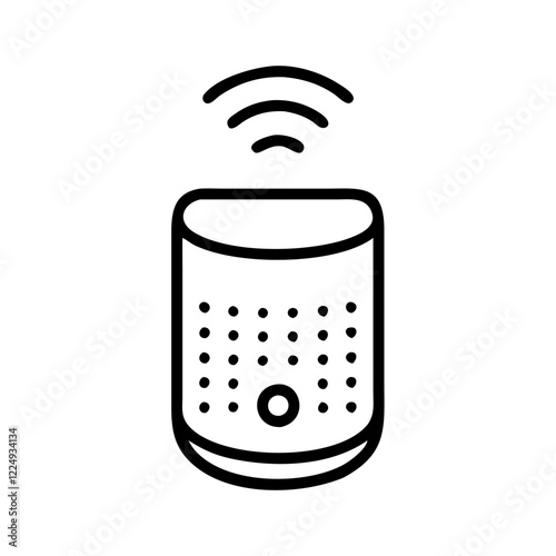 Outline icon of a smart speaker on a transparent background for household appliances