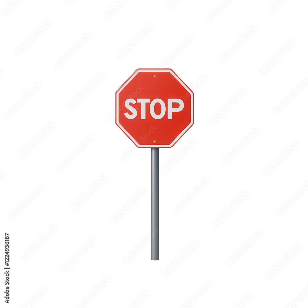 A bright red stop sign mounted on a metal pole, used to control traffic at intersections. A bright red stop sign mounted on a metal pole, used to control traffic at intersections.