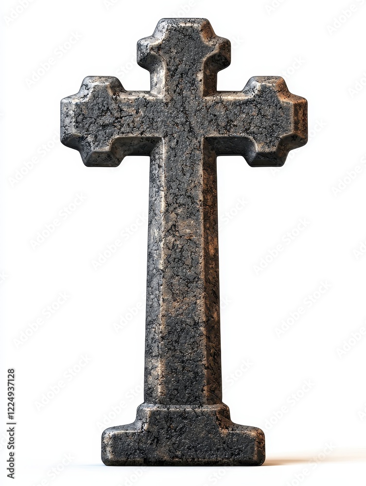 Stone cross sculpture display art gallery still life indoor close-up symbol of faith and remembrance Stone cross sculpture display art gallery still life indoor close-up symbol of faith and remembrance