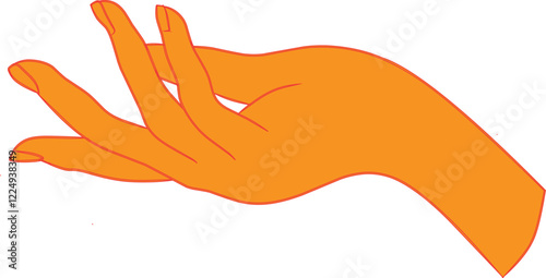 Orange Hand Gesture Palm Open Fingers Relaxed Minimalist Simple Design Art Graphic