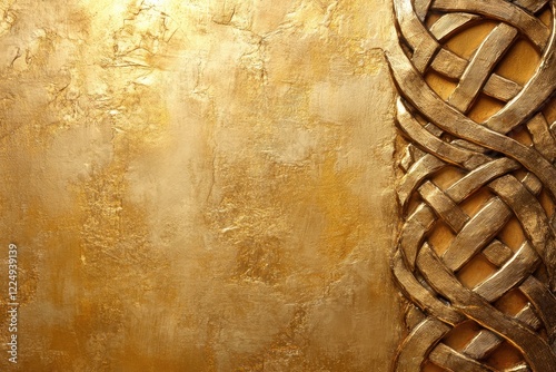 Elegant Gold Background with Intricate Celtic Knot Design for Art and Design Projects photo