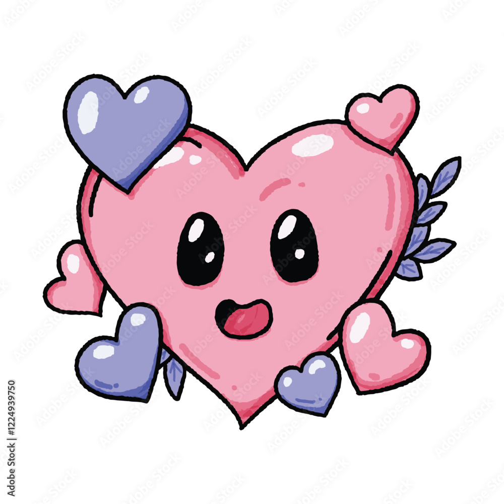 Love Valentine Days Heart Kawaii, Art Vector, hand drawn, hand drawing, vector, emoticon, icon, coloring, illustration Love Valentine Days Heart Kawaii, Art Vector, hand drawn, hand drawing, vector, emoticon, icon, coloring, illustration