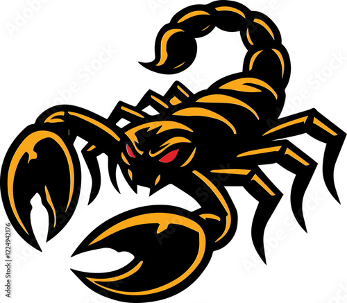 Yellow black Scorpion Mascot Logo Icon – Aggressive and Stylized Vector Illustration