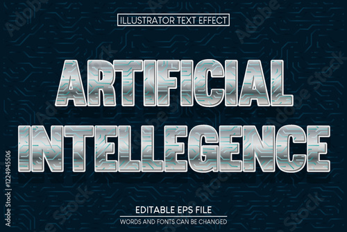 AI Tech text effect editable artificial and futuristic customizable font style