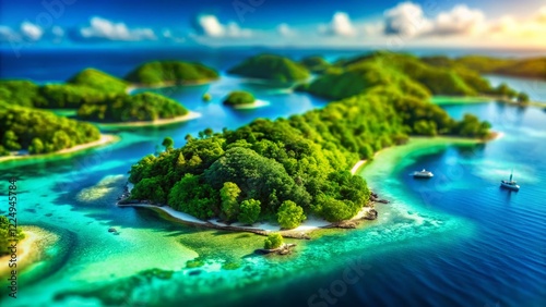 Solomon Islands Map Miniature Tilt-Shift Photography - Idyllic Pacific Island Paradise photo