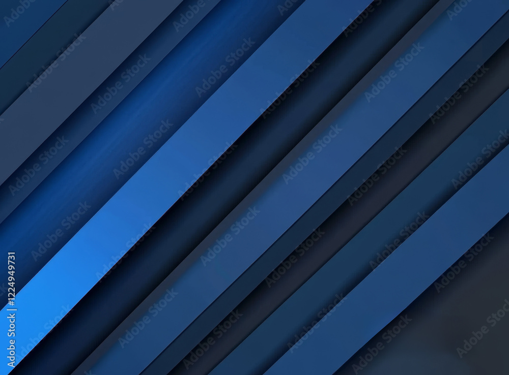 Fototapeta premium Diagonal blue stripes, varying shades, abstract background.