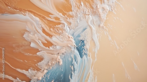 Abstract Beige and Blue Fluid Acrylic Painting