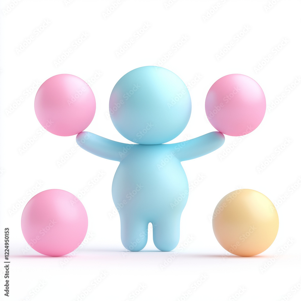 Pastel character lifting spheres. Pastel character lifting spheres.