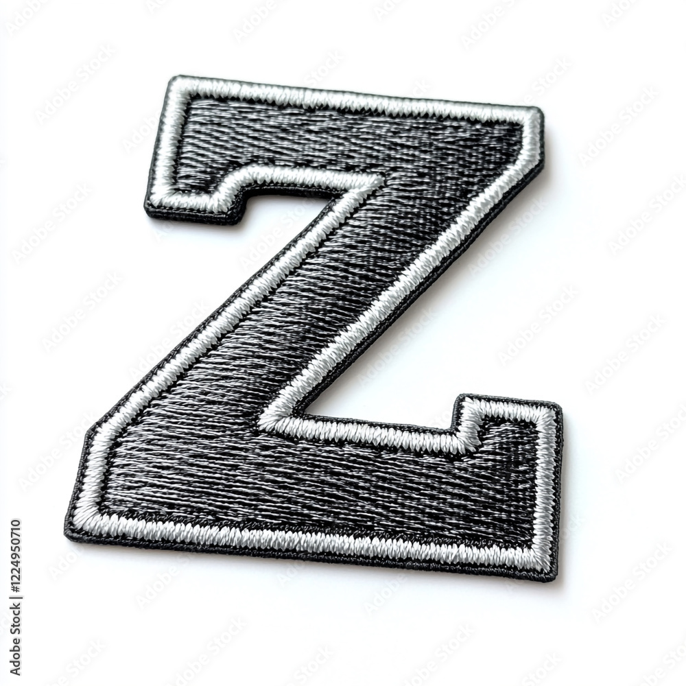 A logo text Z embrodiery patch on white background. A logo text Z embrodiery patch on white background.