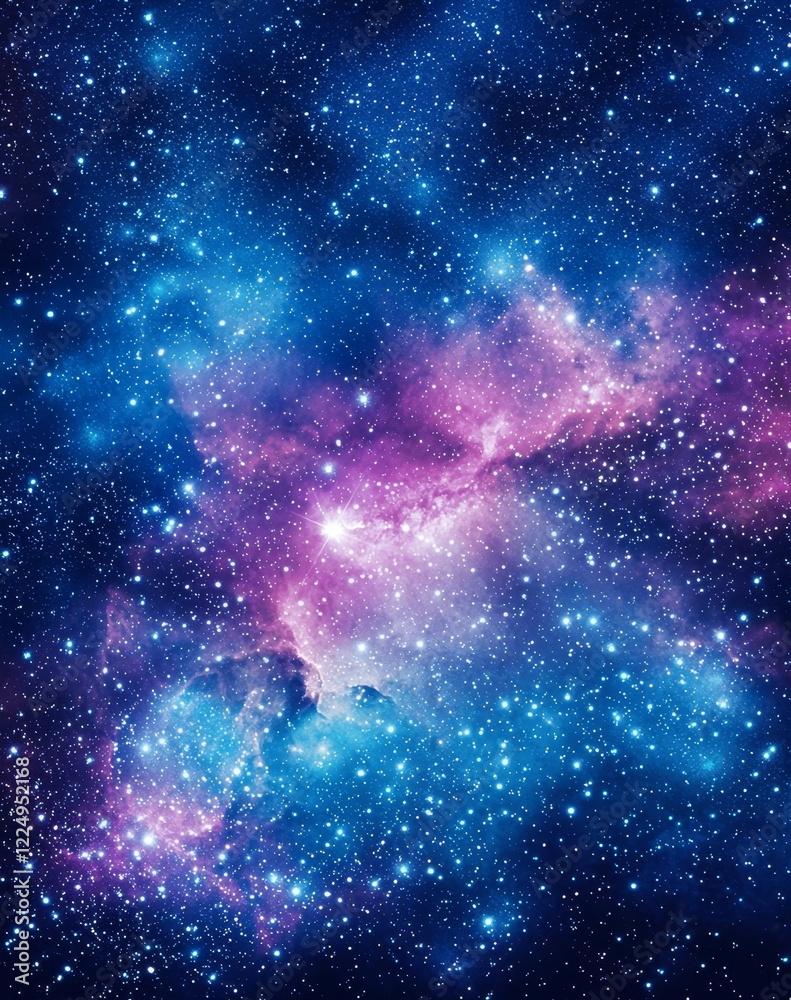 Fototapeta premium Cosmic Nebula: Blue and Purple Starfield.