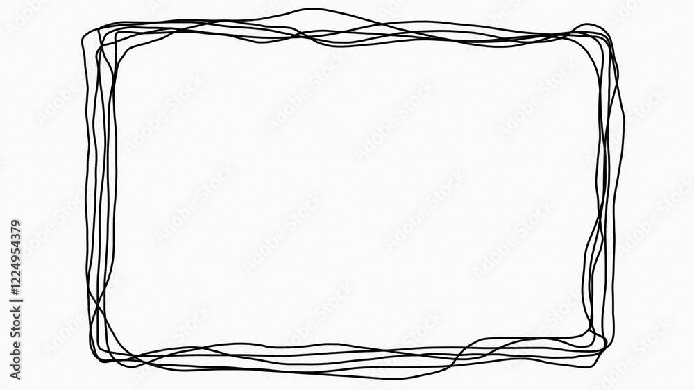 Hand-drawn animated frame. This looping stop-motion animation features a sketchy, wiggly rectangular border.  Perfect for adding a playful, quirky touch to your videos, presentations, or social media 