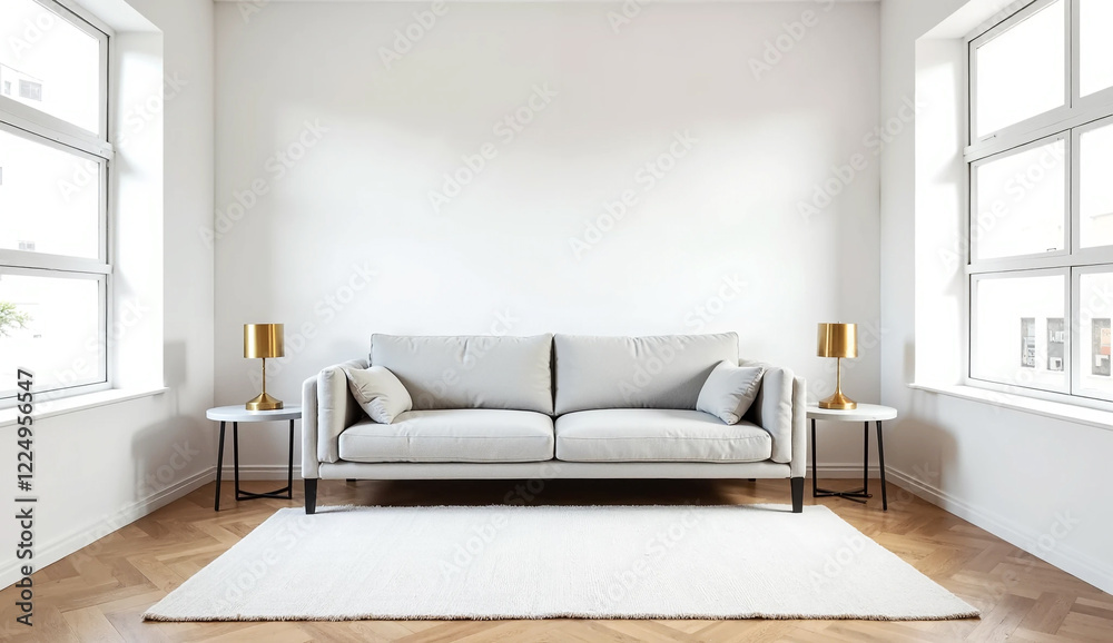 Fototapeta premium modern living room with white sofa